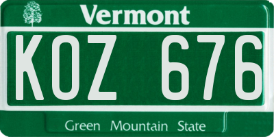 VT license plate KOZ676