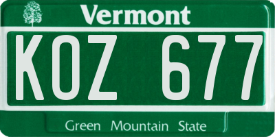 VT license plate KOZ677
