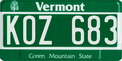 VT license plate KOZ683