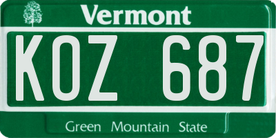 VT license plate KOZ687