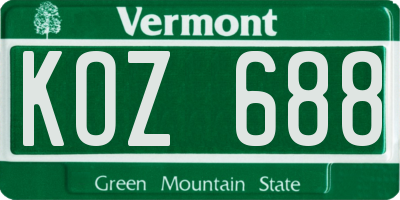 VT license plate KOZ688