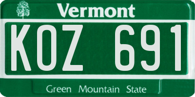 VT license plate KOZ691