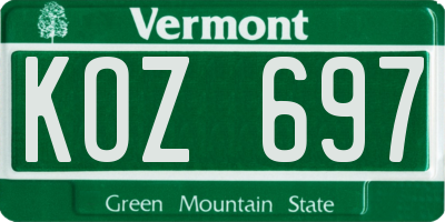 VT license plate KOZ697