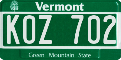 VT license plate KOZ702