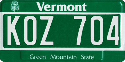 VT license plate KOZ704