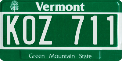 VT license plate KOZ711