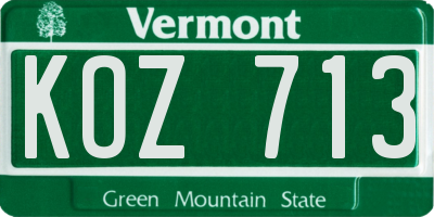 VT license plate KOZ713