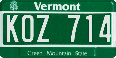 VT license plate KOZ714