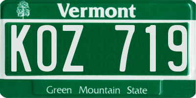 VT license plate KOZ719