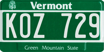 VT license plate KOZ729