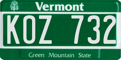 VT license plate KOZ732