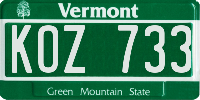 VT license plate KOZ733