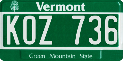 VT license plate KOZ736