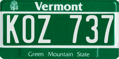 VT license plate KOZ737