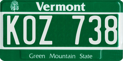 VT license plate KOZ738
