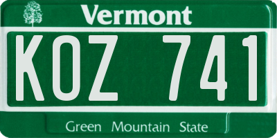 VT license plate KOZ741