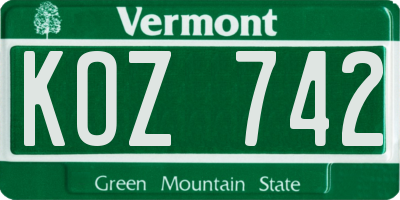 VT license plate KOZ742