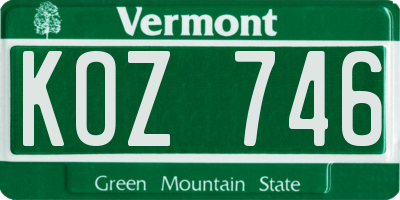 VT license plate KOZ746