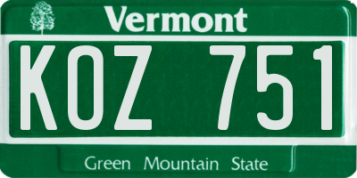 VT license plate KOZ751