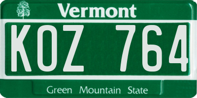 VT license plate KOZ764
