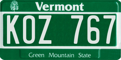 VT license plate KOZ767
