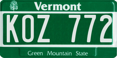 VT license plate KOZ772
