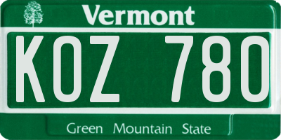 VT license plate KOZ780