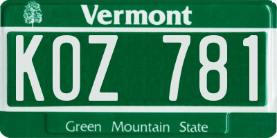 VT license plate KOZ781