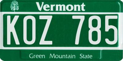 VT license plate KOZ785