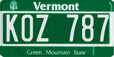 VT license plate KOZ787