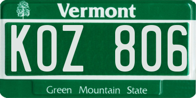 VT license plate KOZ806