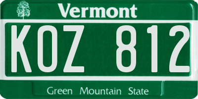 VT license plate KOZ812