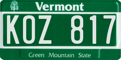 VT license plate KOZ817