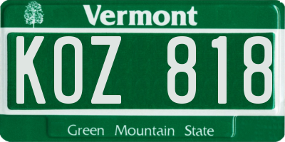 VT license plate KOZ818
