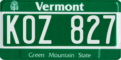 VT license plate KOZ827