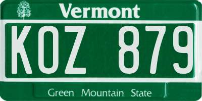 VT license plate KOZ879