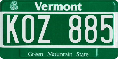 VT license plate KOZ885