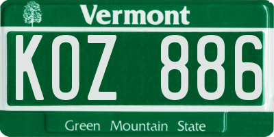 VT license plate KOZ886