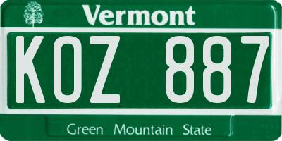 VT license plate KOZ887