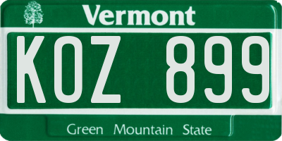 VT license plate KOZ899