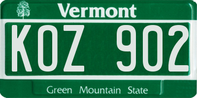 VT license plate KOZ902