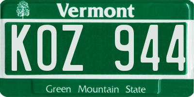 VT license plate KOZ944