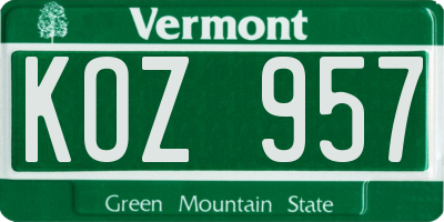 VT license plate KOZ957