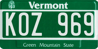 VT license plate KOZ969