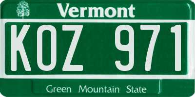 VT license plate KOZ971