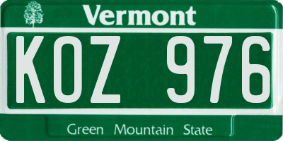 VT license plate KOZ976