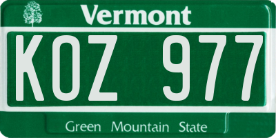 VT license plate KOZ977