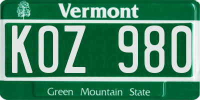 VT license plate KOZ980