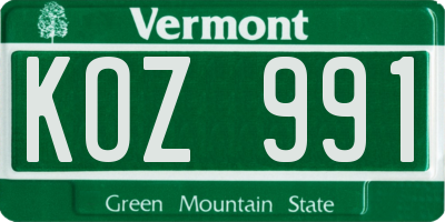 VT license plate KOZ991