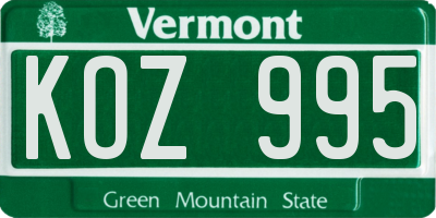 VT license plate KOZ995